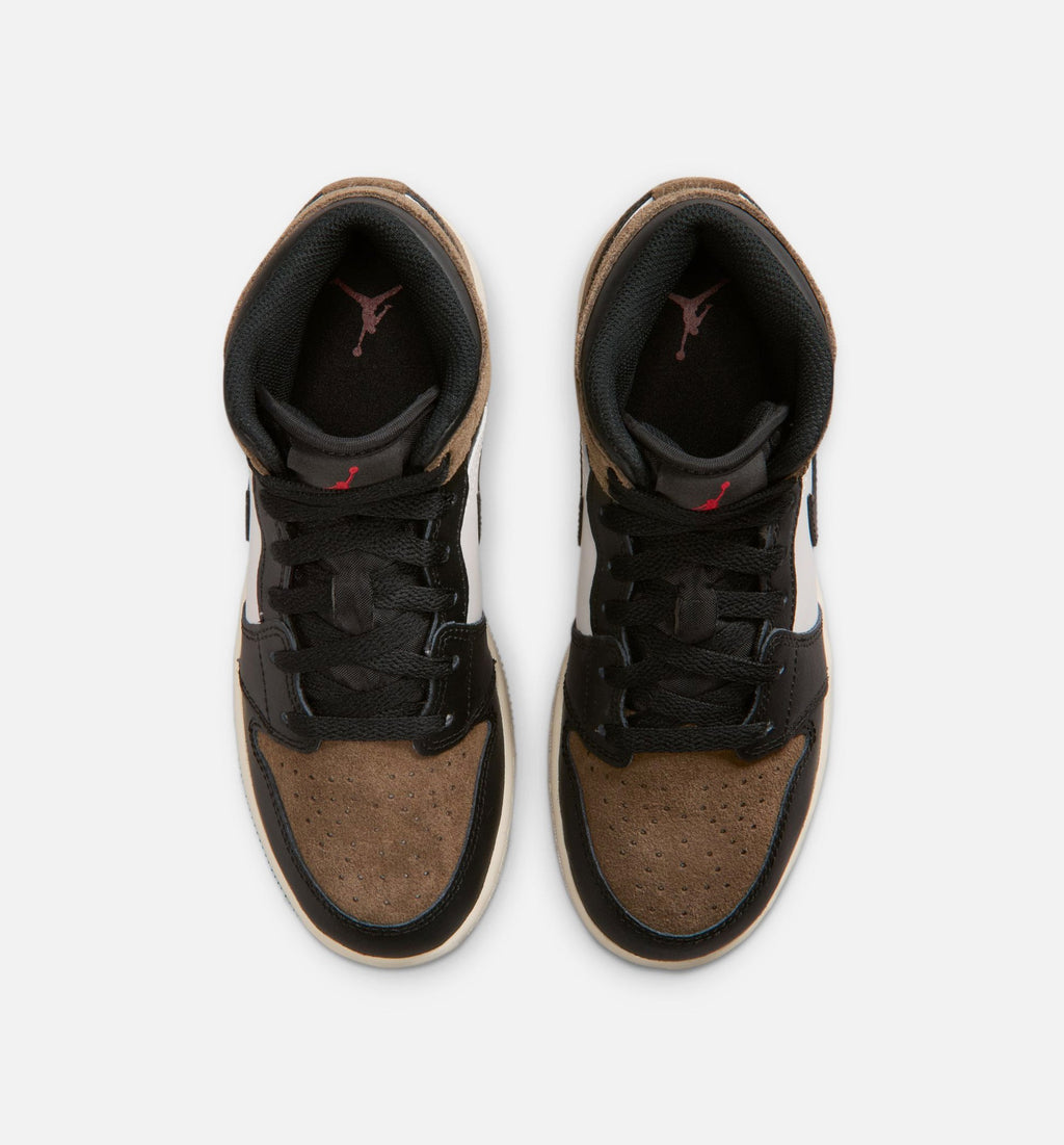 Air Jordan 1 Mid Grade School – Black/Phantom/Palomino/University Red