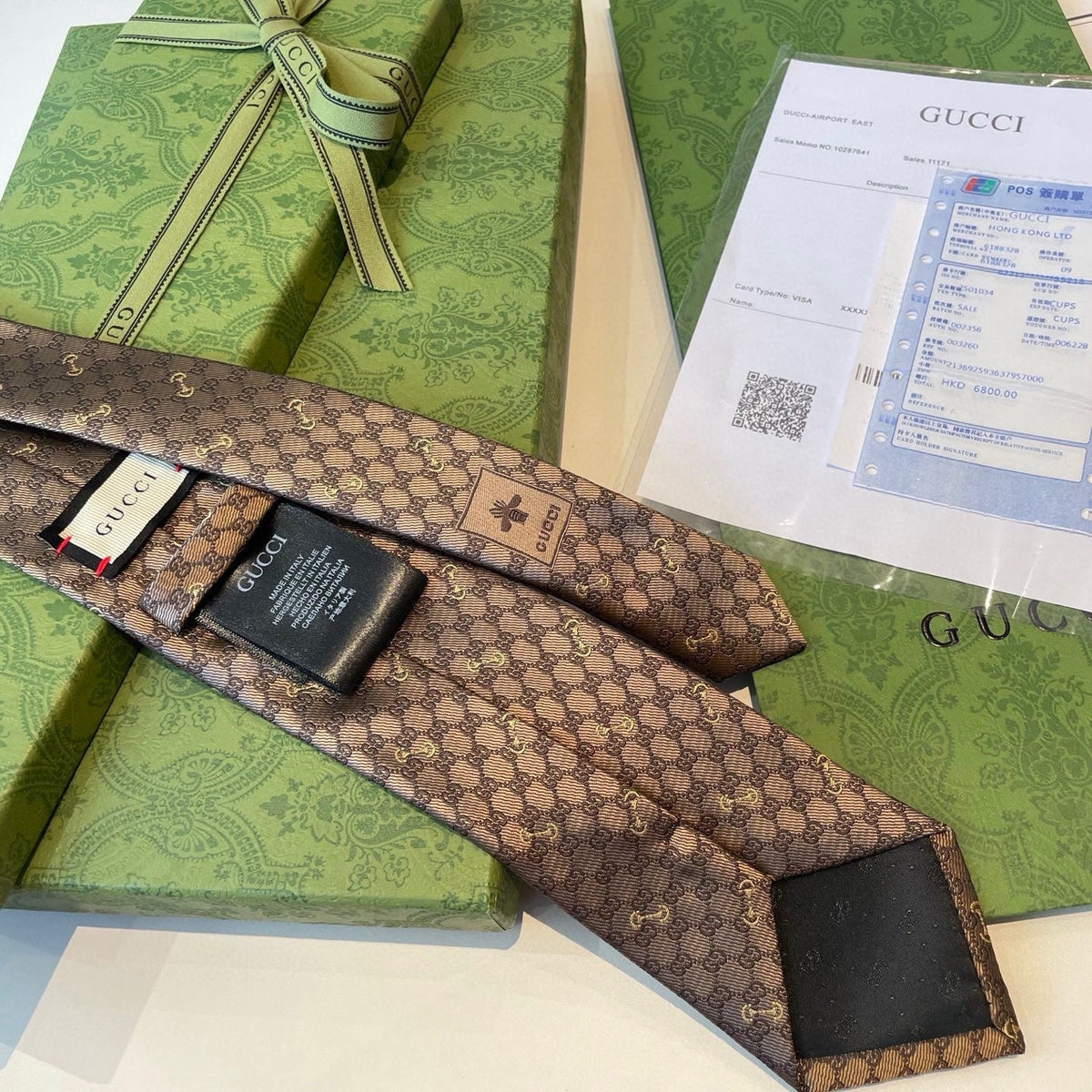 Gucci Style Men's GG Diamond Jacquard Silk Tie