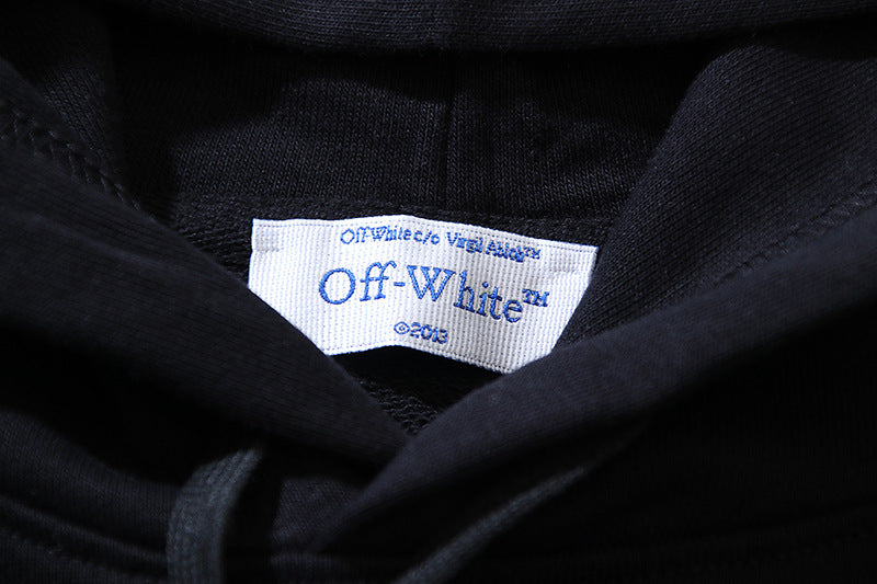 Off-White Logo Drawstring Hoodie — Grey / Black / White