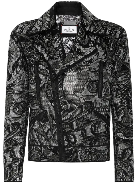 Philipp Plein suede biker jacket tattoo