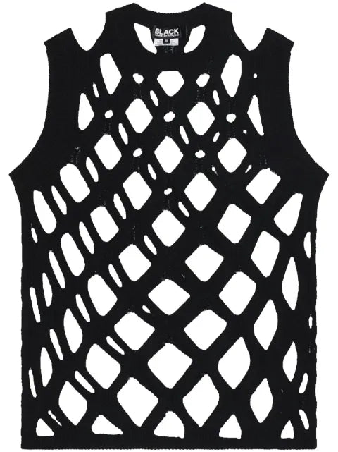 Black Comme Des Garçons open-knit long-sleeve top