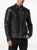 Philipp Plein leather zip-front jacket