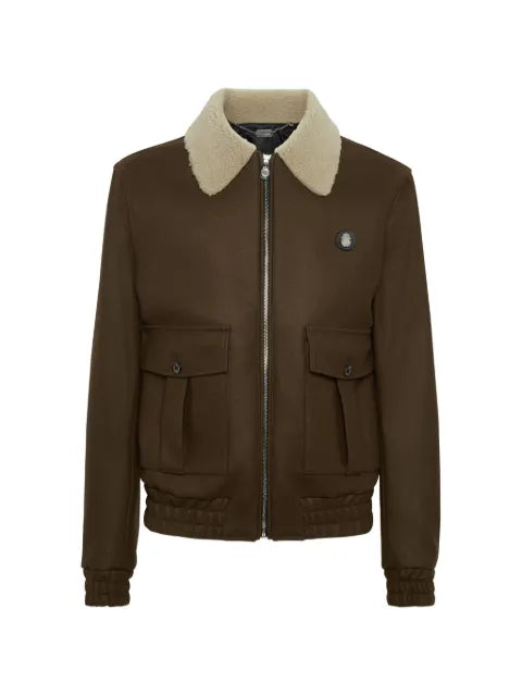Billionaire shearling-collared wool jacket