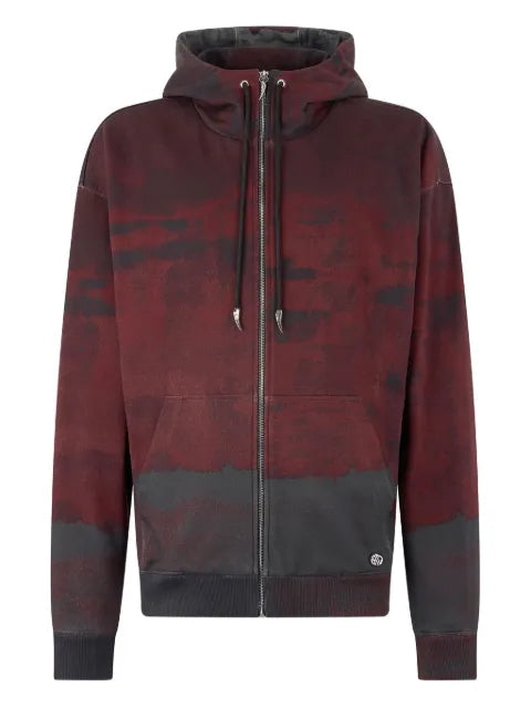Roberto Cavalli hooded abstract-print zip-up sweatshirt