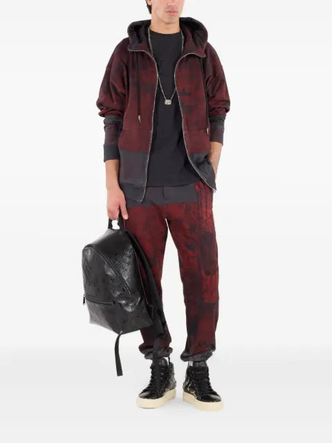Roberto Cavalli hooded abstract-print zip-up sweatshirt