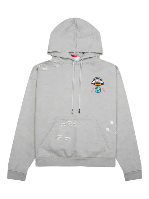 MEMBERS OF THE RAGE embroidered distressed hoodie