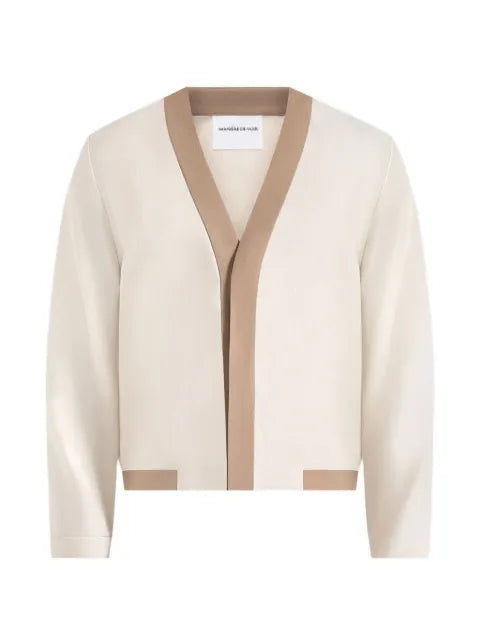 Manière De Voir Clovis linen cardigan with contrast placket natural