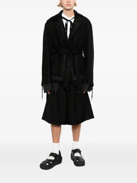 midorikawa belted raw-edge jacket