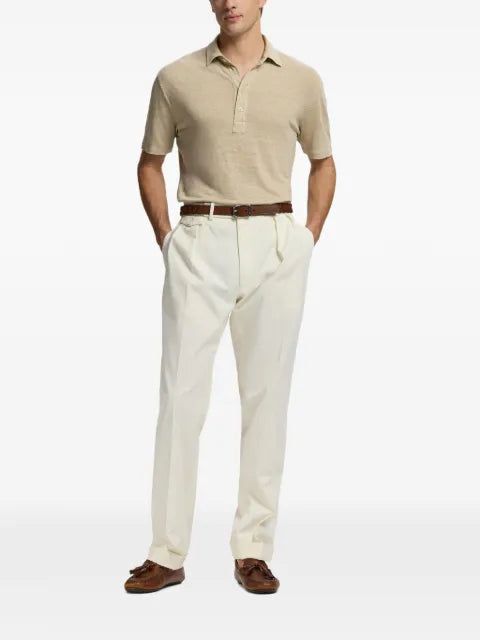Ralph Lauren Purple Label embroidered linen polo shirt