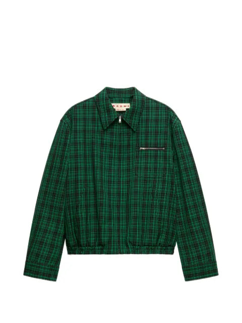 Marni checked wool-cotton jacket with zip