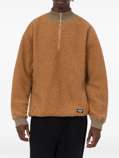 Moschino quarter-zip teddy-texture sweater