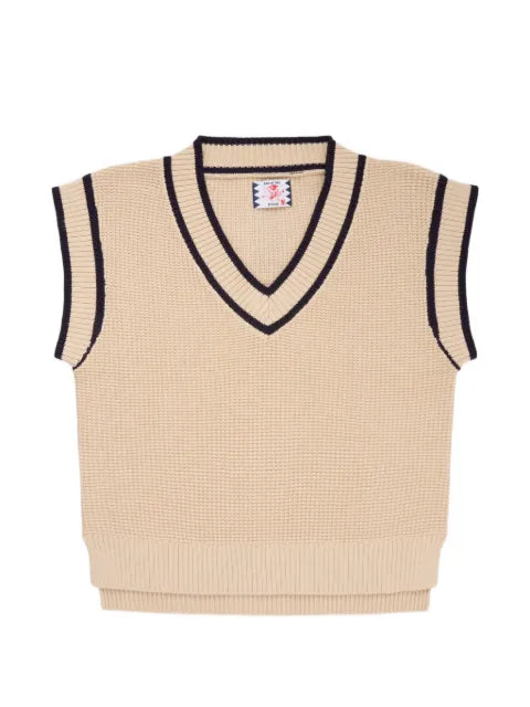 SON OF THE CHEESE stripe-trim V-neck vest
