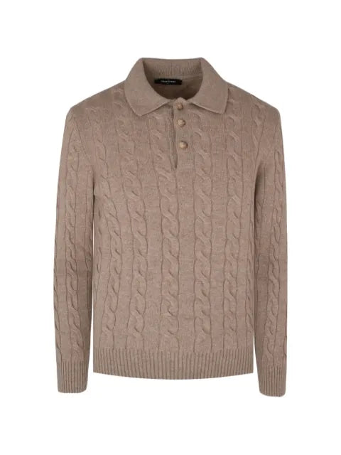 Gran Sasso cable-knit polo-collar sweater