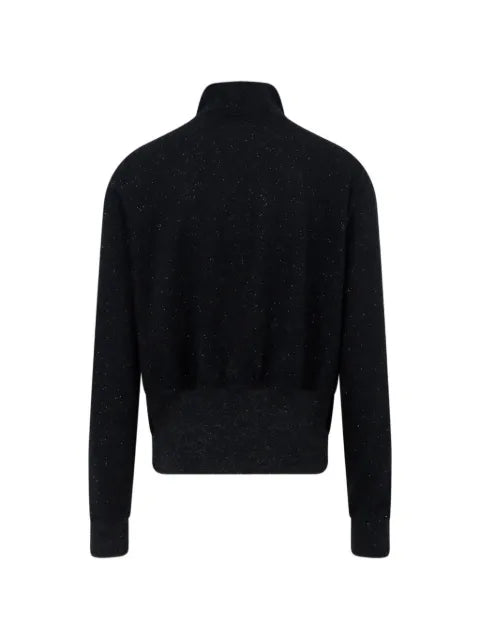 Rick Owens asymmetric-zip funnel-neck sweater