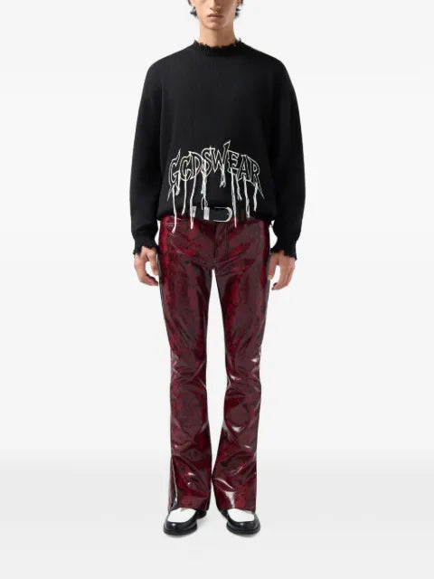 GCDS embroidered distressed sweater