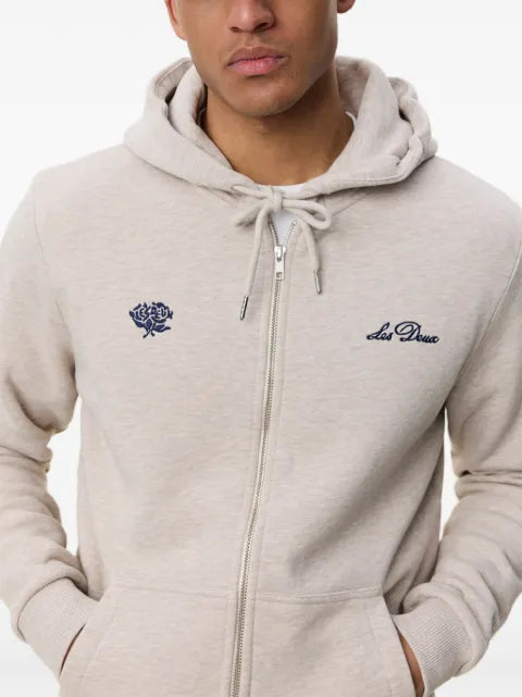 Les Deux logo-embroidered zip-up hoodie