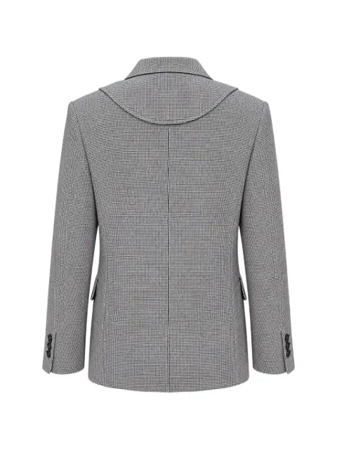 Black Comme Des Garçons houndstooth-pattern curved-seam blazer