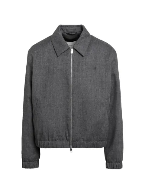 AMI Paris grey wool padded jacket with Ami de Coeur