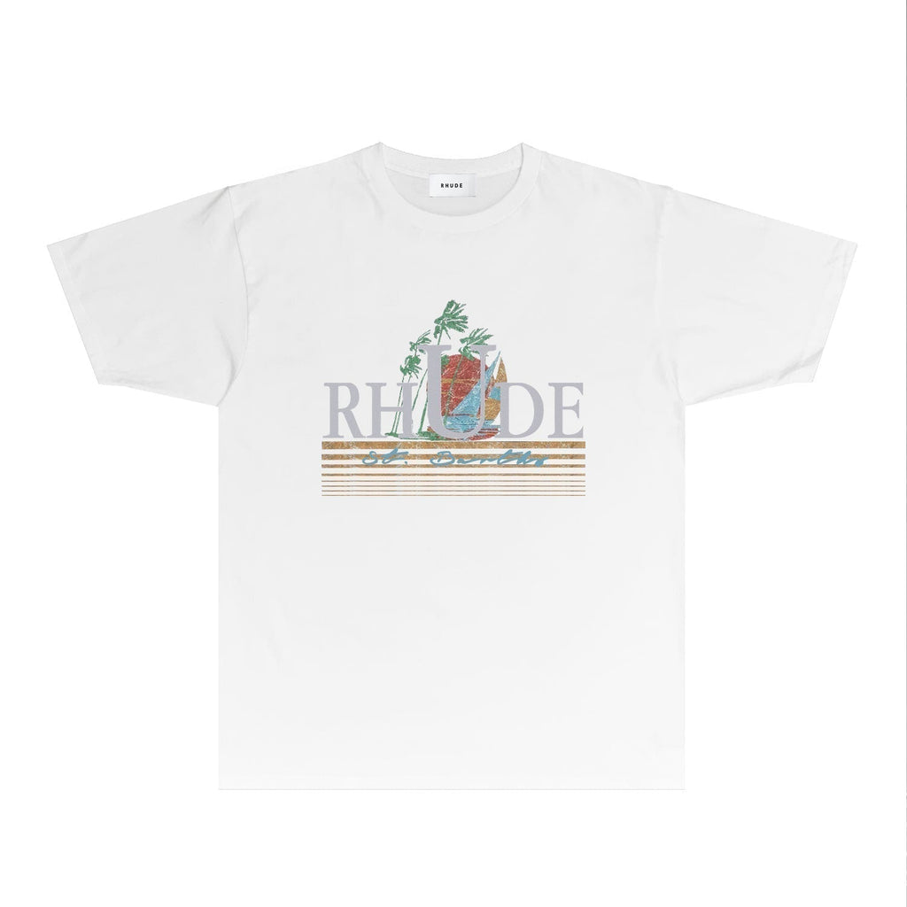 Rhude T-shirts Printed Trendy Pure Cotton