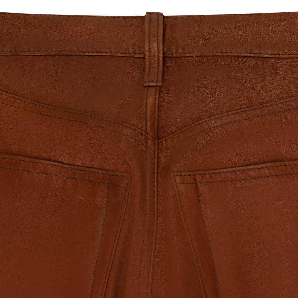 Brown Mask Hi Red Straight Leather Jeans