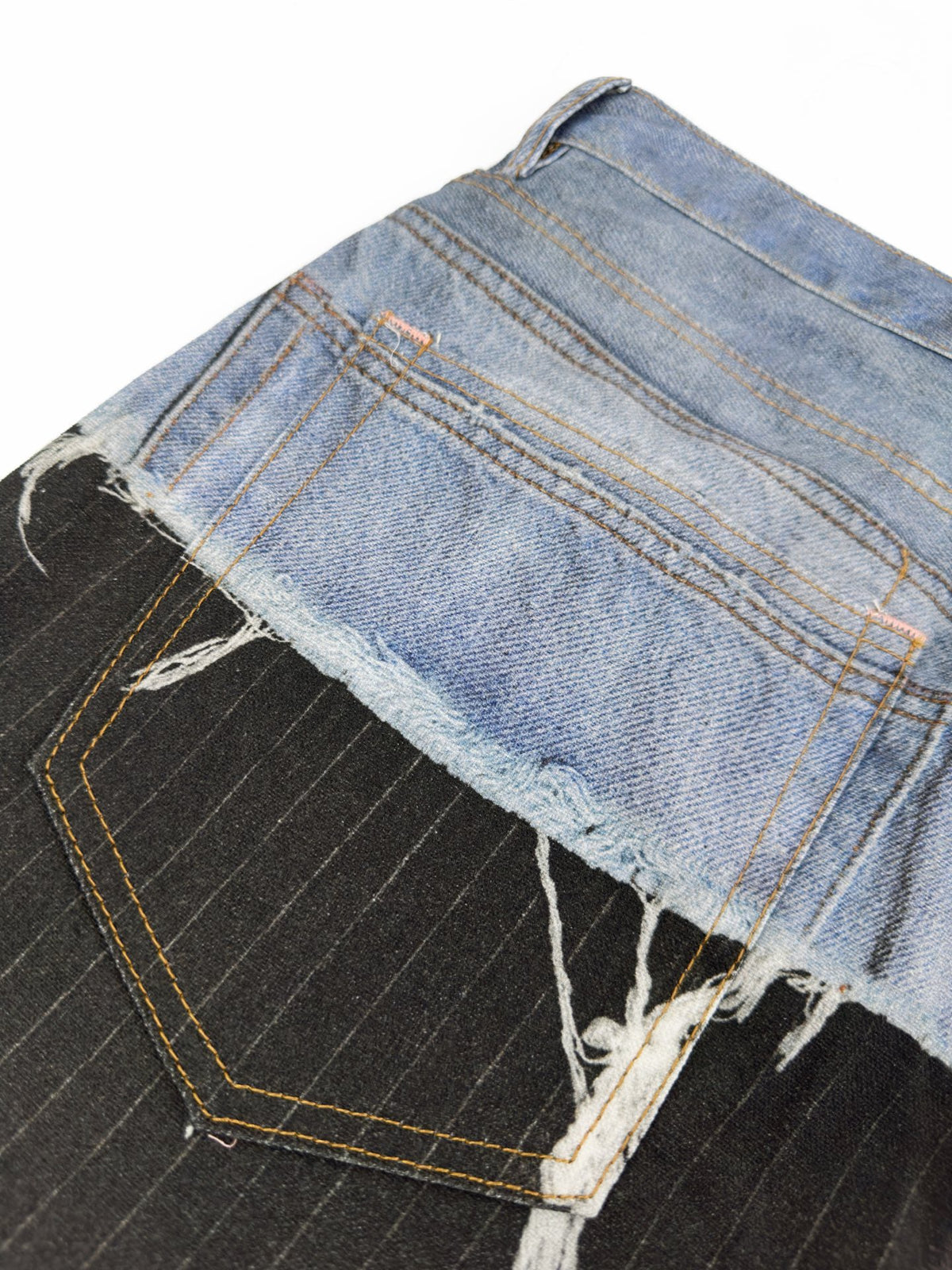 Acne Studios Patchwork Distressed Wide‑Leg Denim Trousers