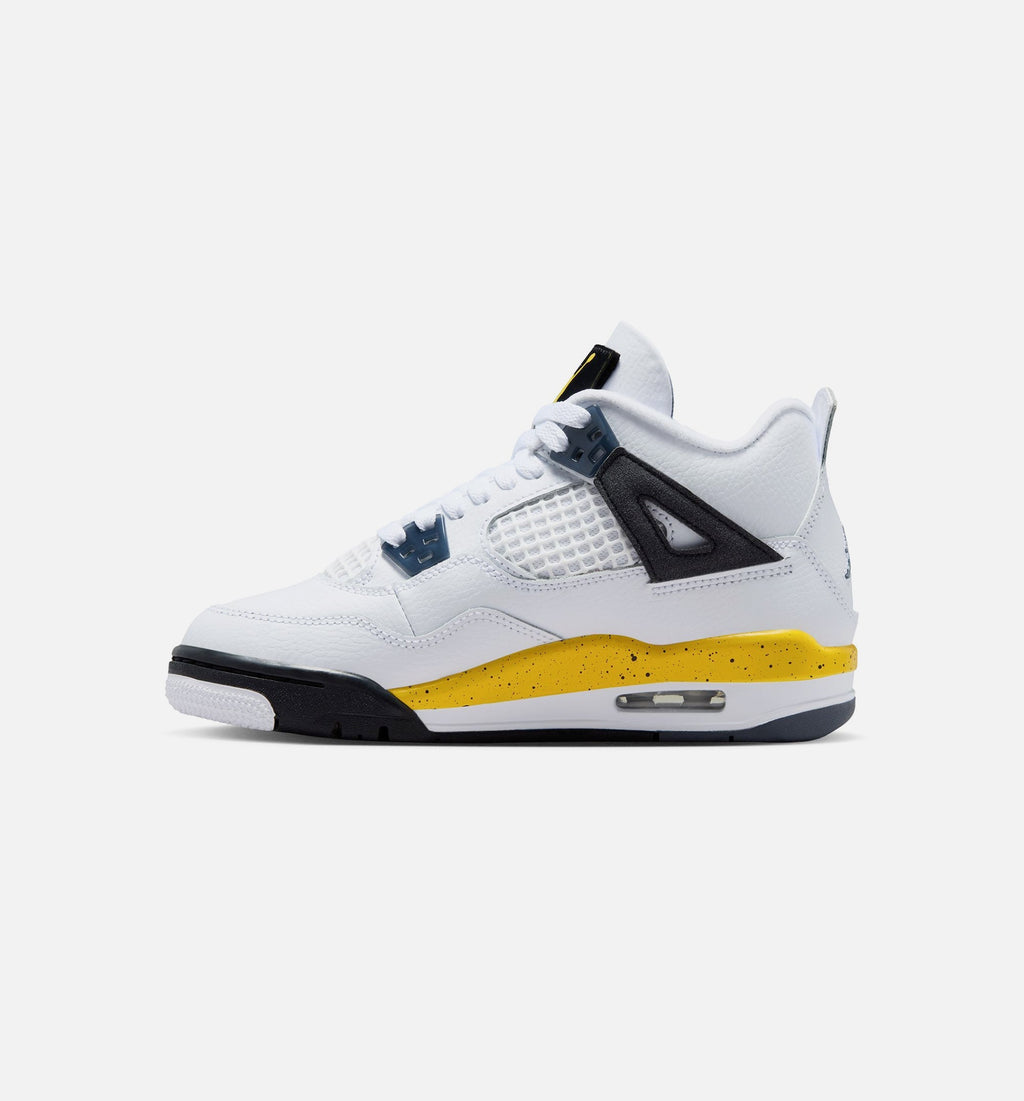 Air Jordan 4 Retro Rare Air Tour Yellow Grade School Lifestyle Shoe – White/Dark Blue Grey/Black/Tour Yellow