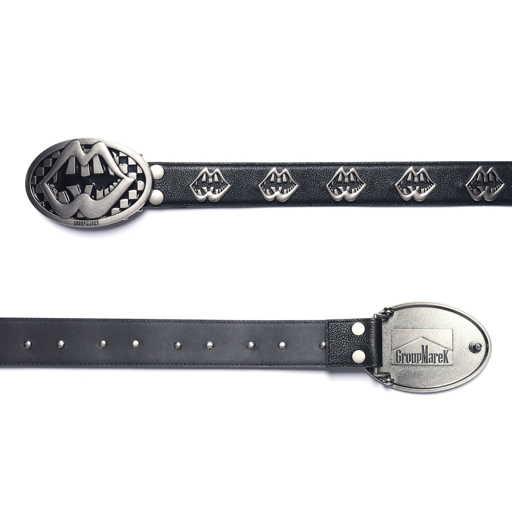 GROUPMAREK Marekboro Vintage Lip Buckle Wax Leather Punk Waist Belt