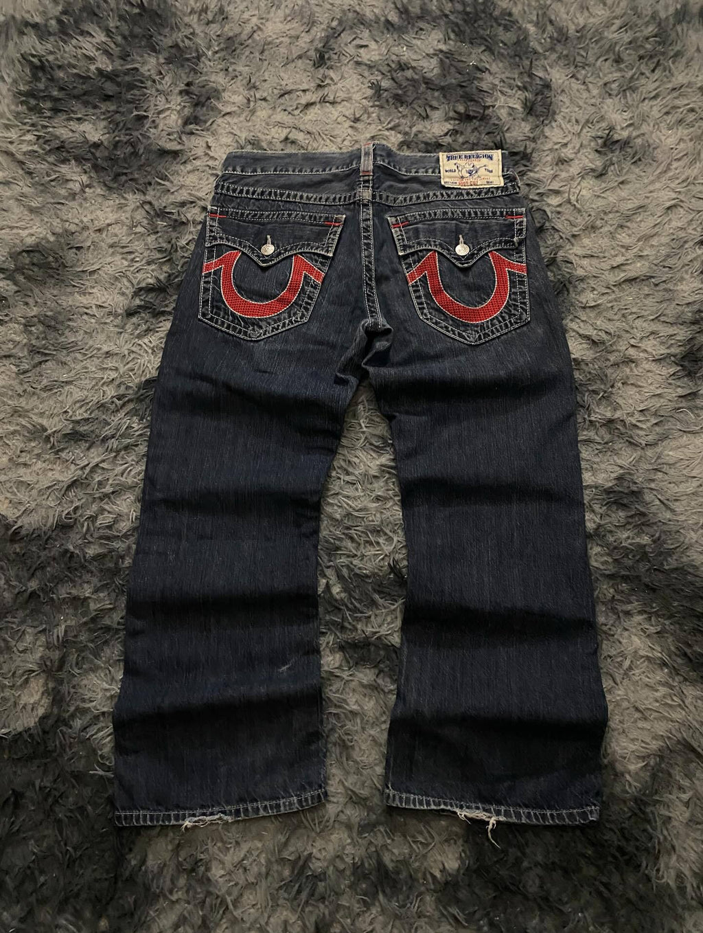 True Religion Vintage Horseshoe Embroidery Flare Denim Jeans