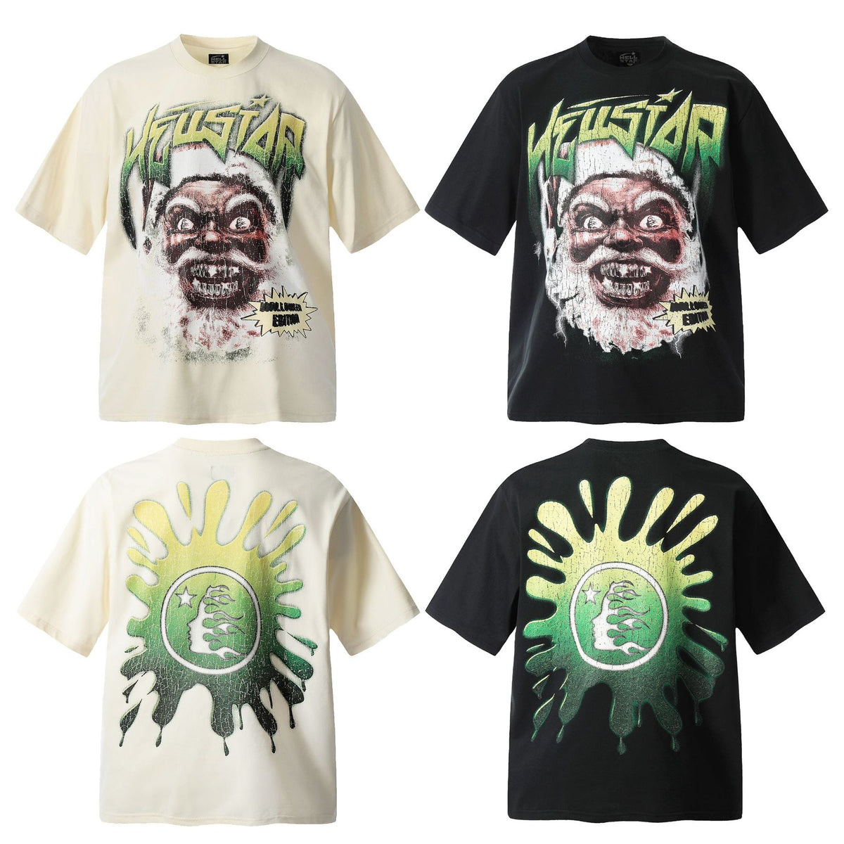 Hellstar Multi‑Graphic Vintage Washed Oversized Tee Streetwear