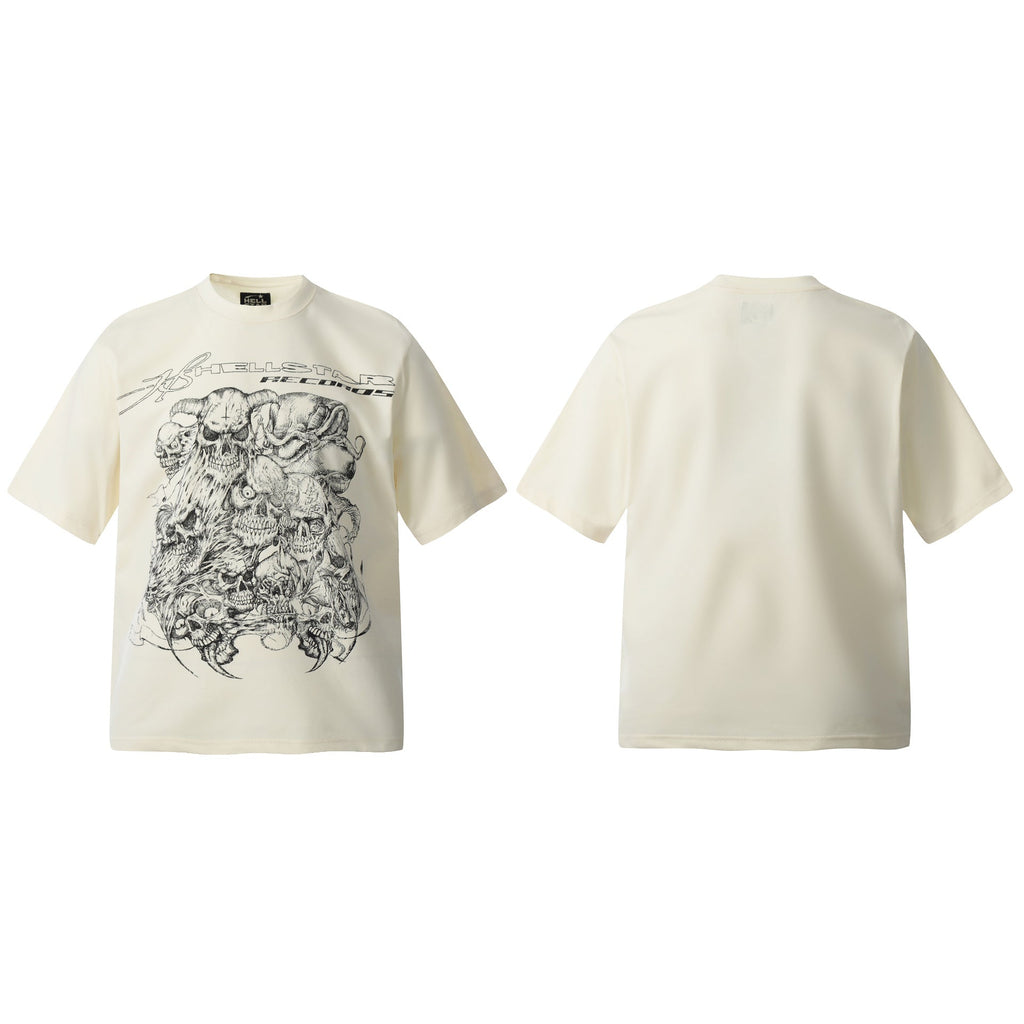 Hellstar Multi‑Graphic Vintage Washed Oversized Tee Streetwear