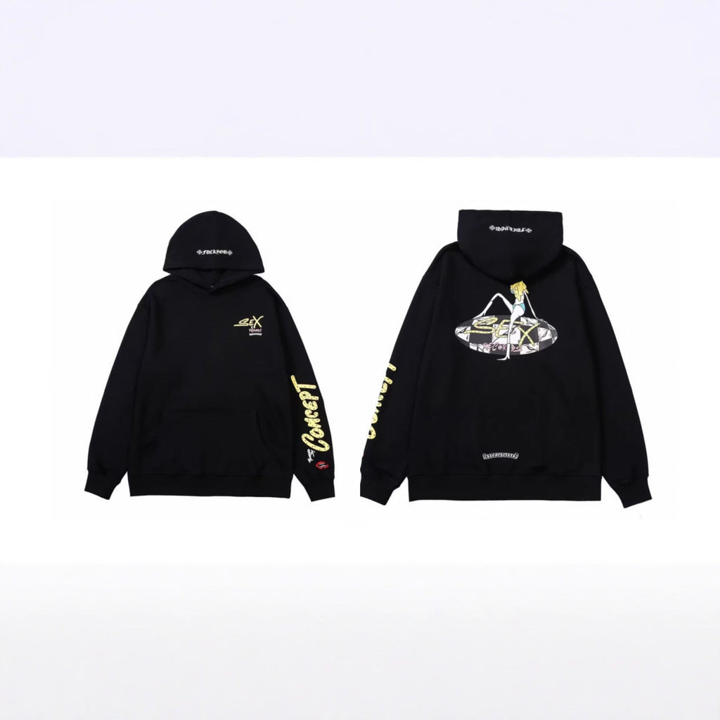 Chrome Hearts Gothic Graphic Print Pullover Hoodie Streetwear Unisex