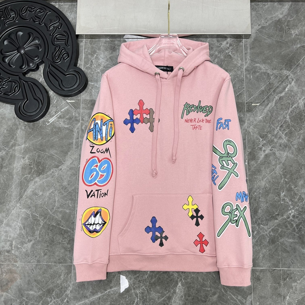 Chrome Heart Hoodie Sanskrit graffiti hooded sweater men's and women's hoodies jacket