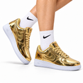 Nike Air Force 1 Low Gold Metallic Unisex Sneakers Style 18