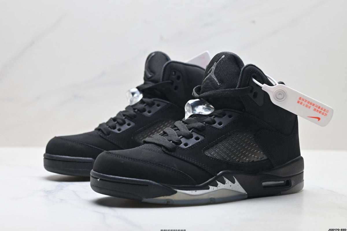 Air Jordan 5 Retro Black Metallic Silver Sneakers