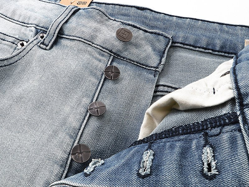 Ksubi Distressed Light Wash Slim Tapered Jeans