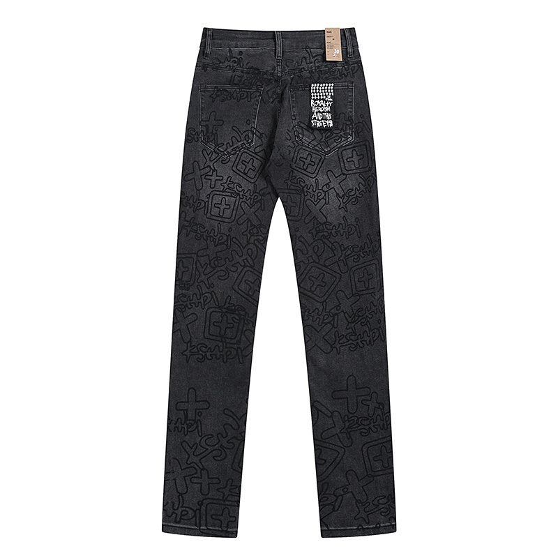 Ksubi Black Tonal Graphic Slim Tapered Jeans