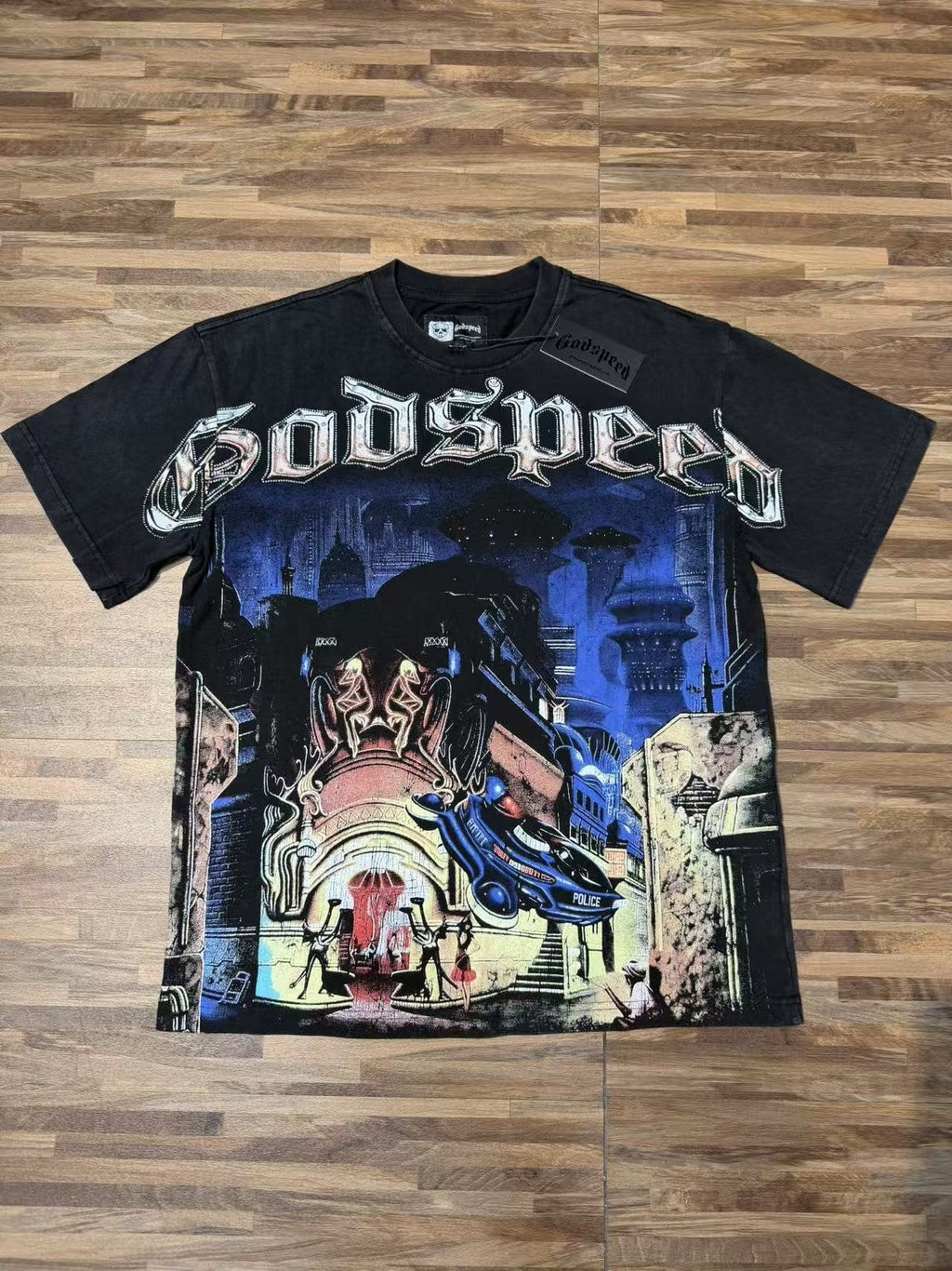 Godspeed Washed Black Rock Graphic T-Shirt