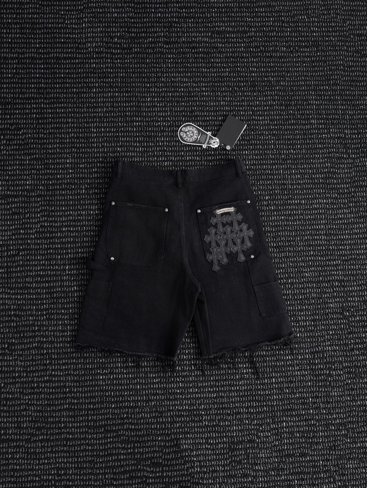 Chrome Hearts Black Graphic Appliqué Denim Cargo Shorts