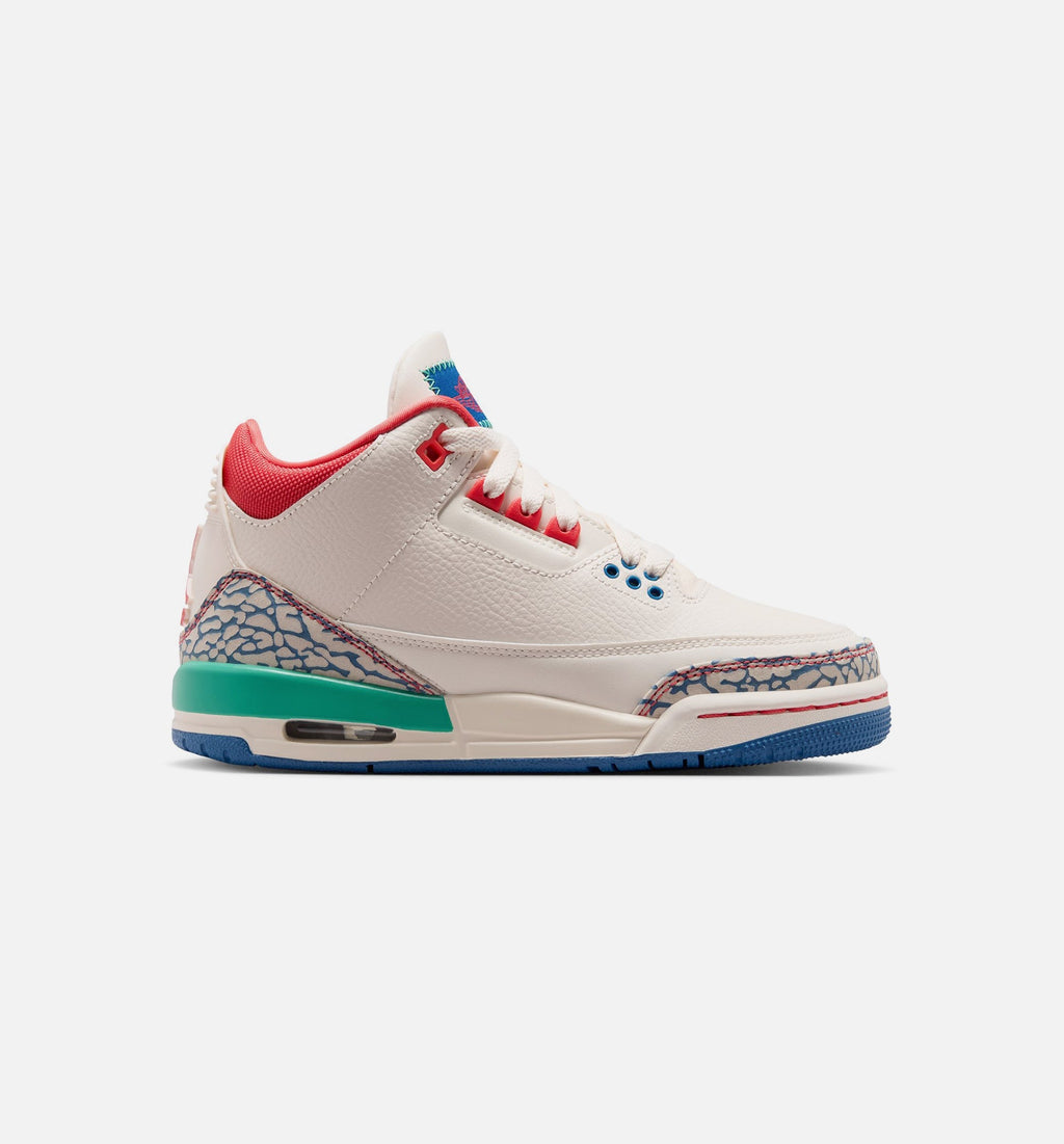 Air Jordan 3 Retro "Play Your Way" Big Kids' Shoe – Chalk/Track Red/True Blue/Kinetic Green