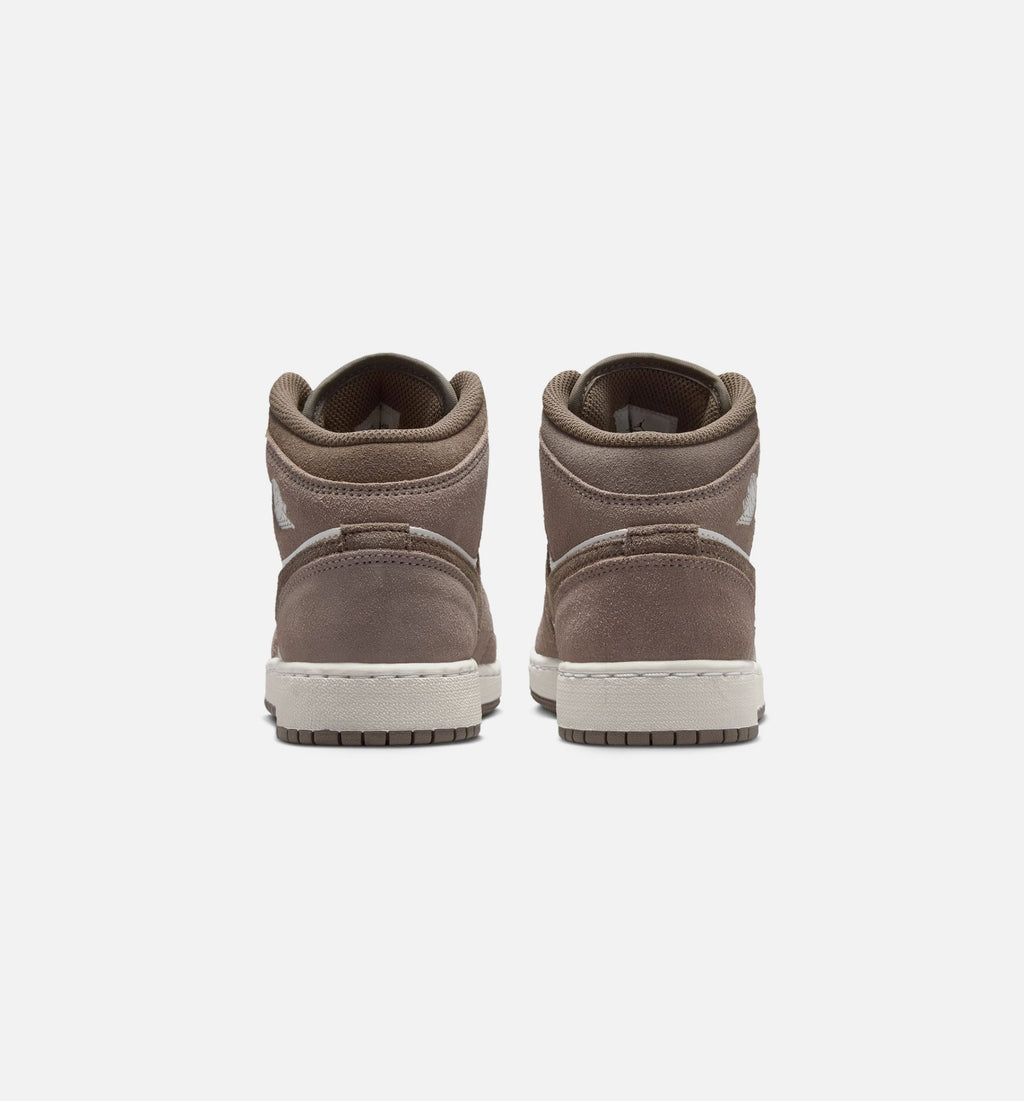 Air Jordan 1 Mid Grade School Lifestyle Shoe – Enigma Stone/Olive Grey/Summit White