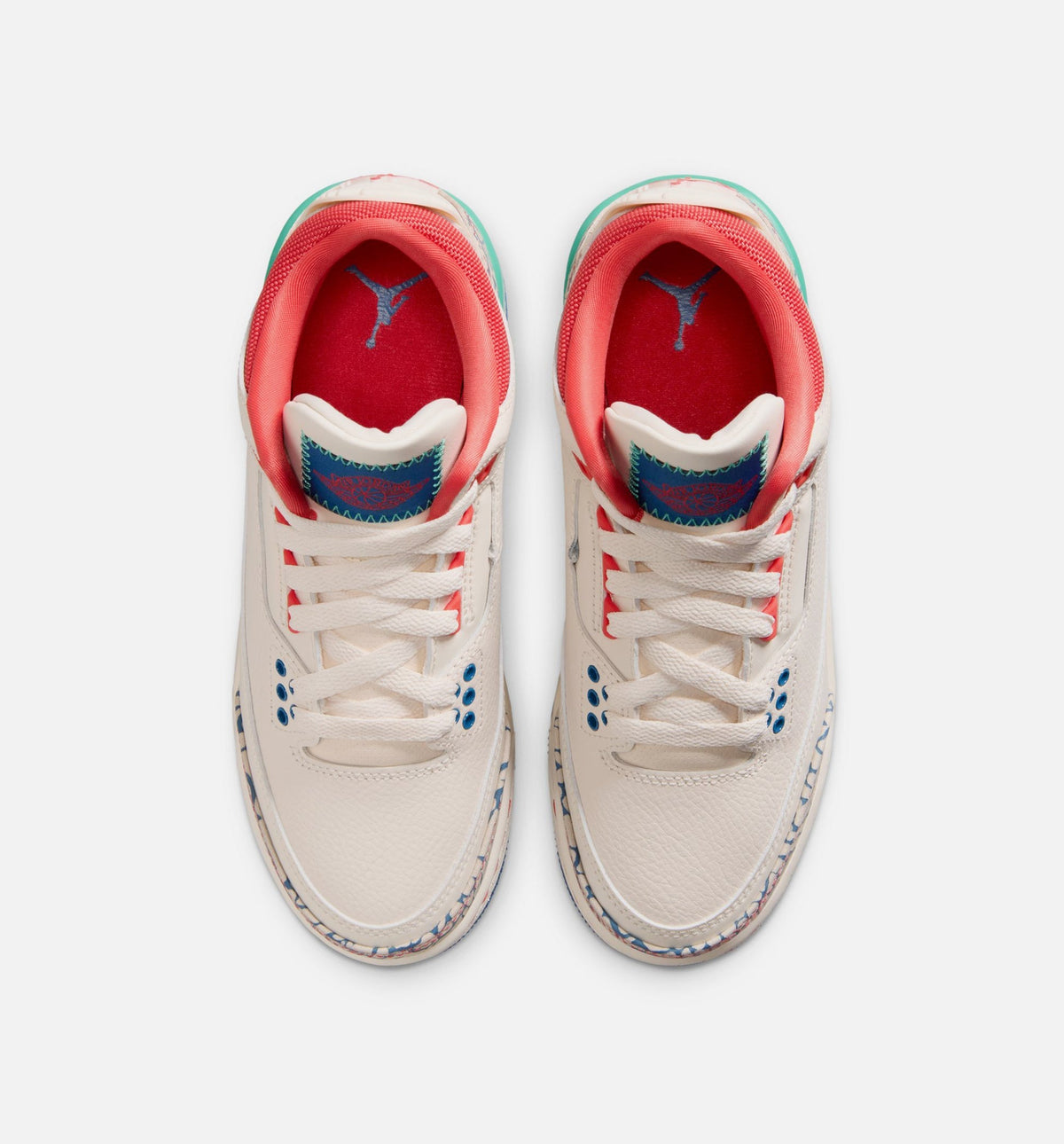 Air Jordan 3 Retro Play Your Way Grade School Lifestyle Shoes - Chalk/Track Red/True Blue/Kinetic Green