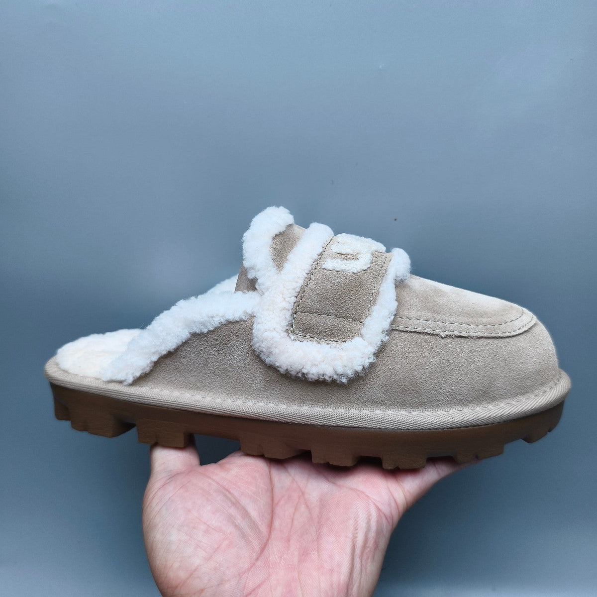 Sand Fluffy Big Logo Casual Slippers