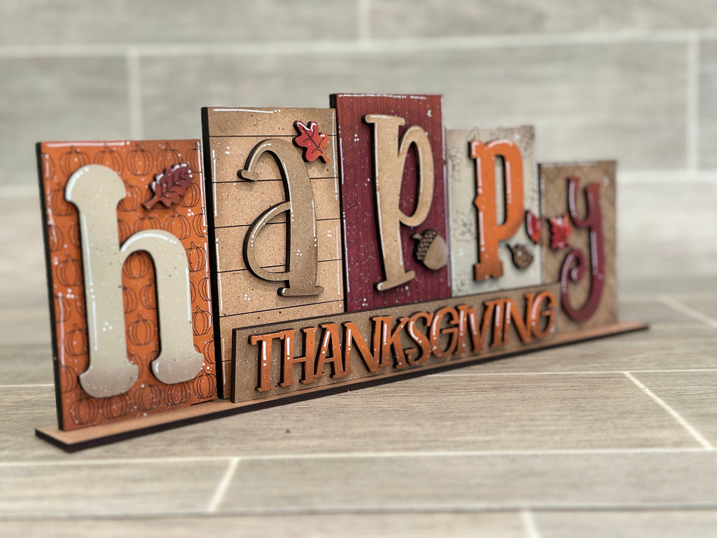 Thanksgiving Christmas Standing Reversible File SVG, Tiered Tray, Pumpkin, Autumn, Glowforge, LuckyHeartDesignsCo