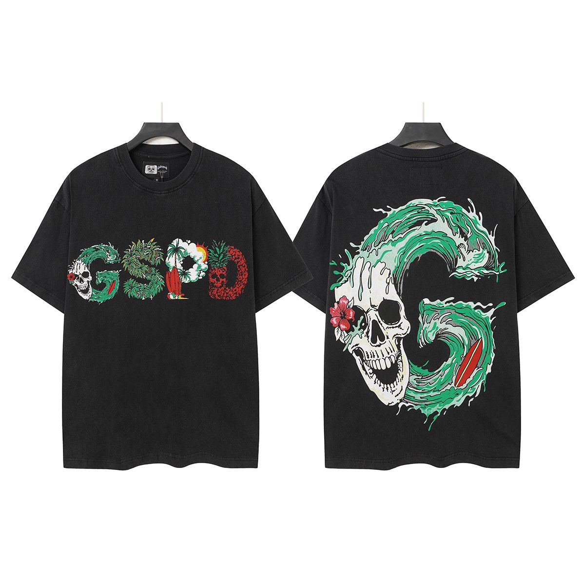 Godspeed Tropical Skull Wave Graphic T-Shirt