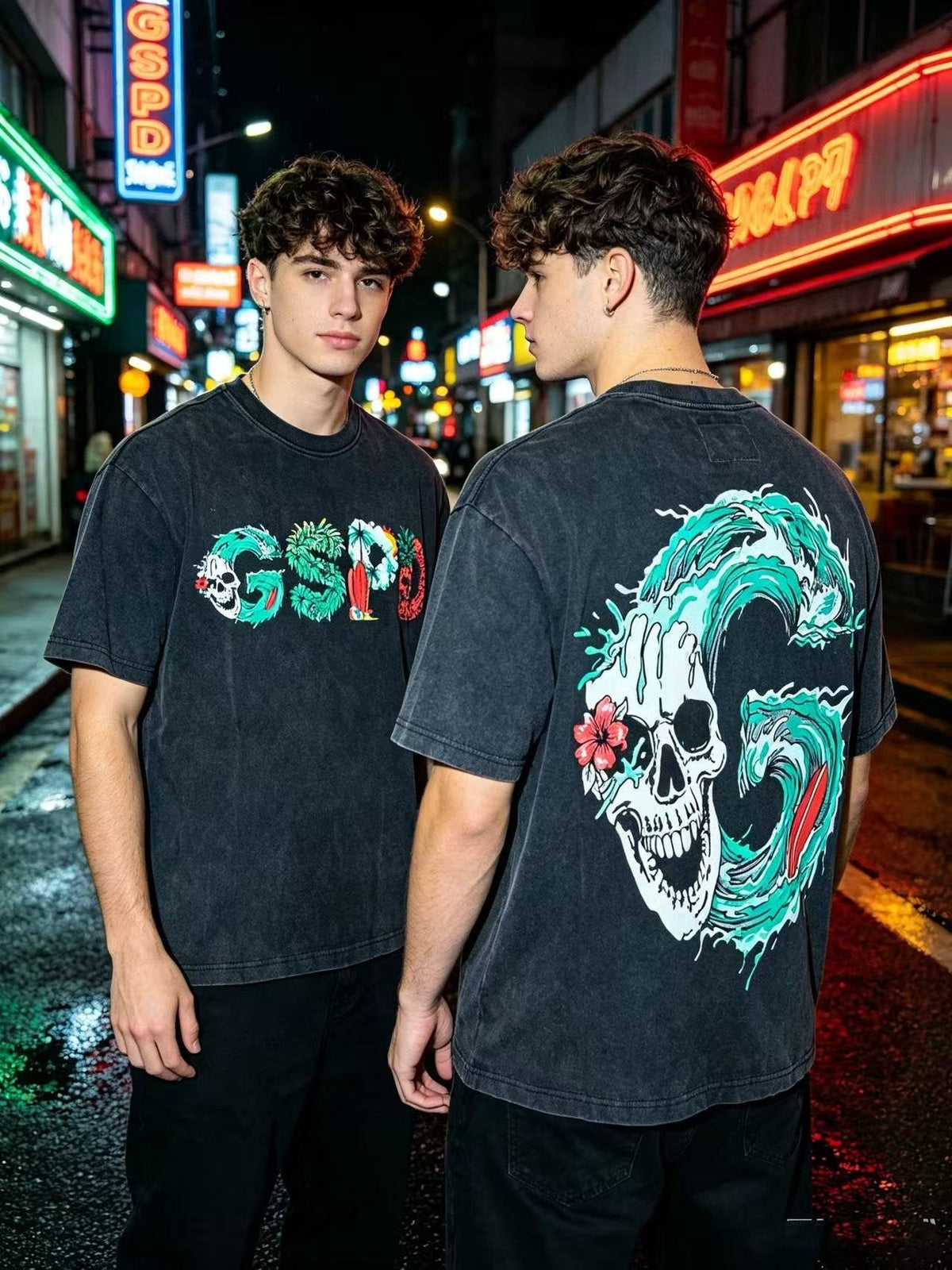 Godspeed Tropical Skull Wave Graphic T-Shirt