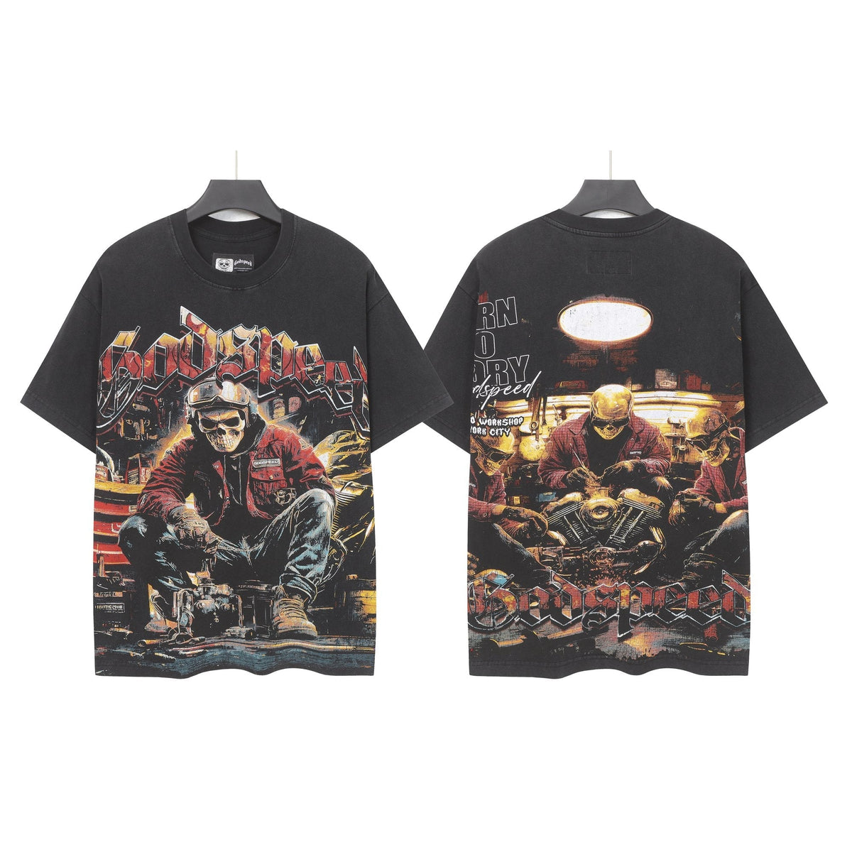 Godspeed Biker Workshop Graphic T-Shirt