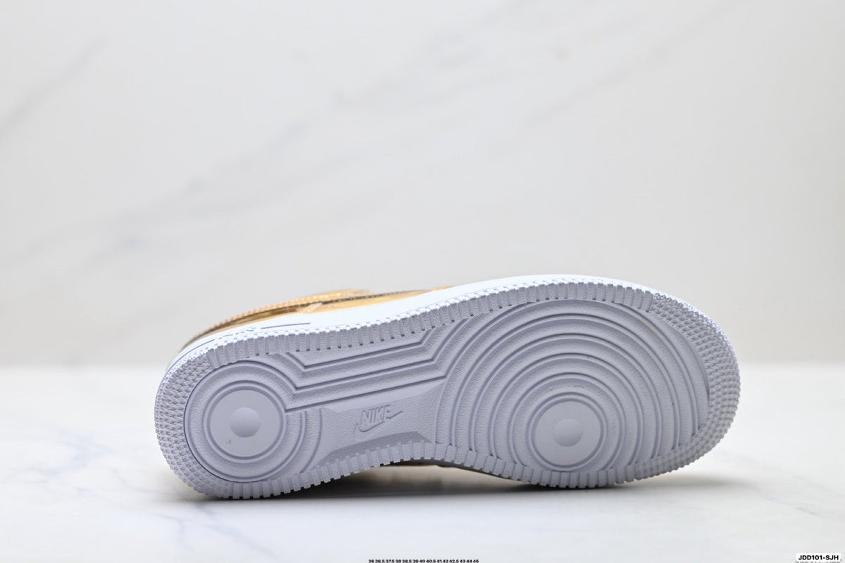 Nike Air Force 1 Low Gold Metallic Unisex Sneakers Style 18