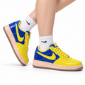 Nike Air Force 1 '07 LV8 Patent Low-Top Sneakers – Royal Blue/Yellow