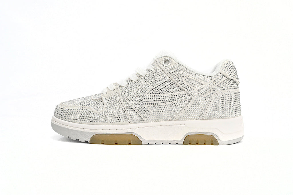 Off White Out Of Office OOO Low Tops Silver Strass OMIA189S23LEA0080101