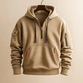 Beige Half Zip Fleece Hoodie